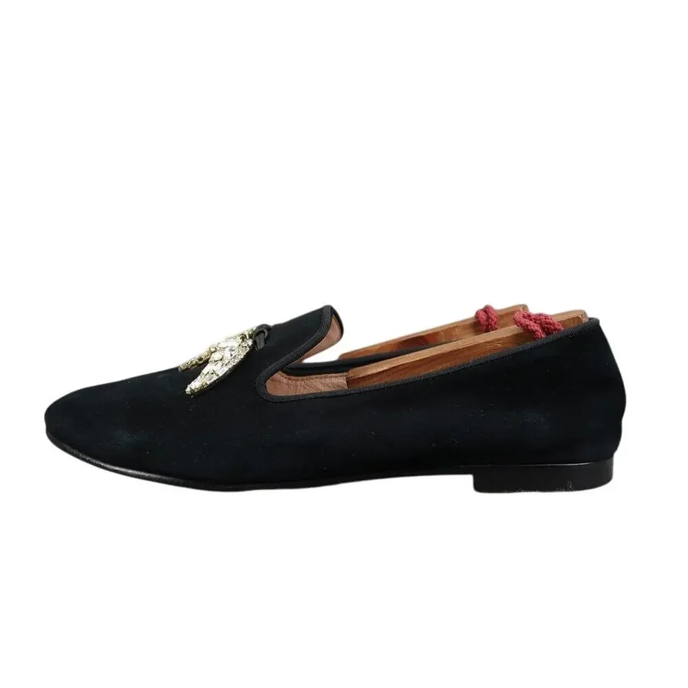 Giuseppe Zanotti Shoes Women 36 Slipper Loafer Shark Crystal Charm Fashion Black